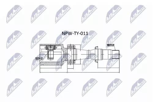 NTY NTY NPW-TY-011 Inner Front Right NTY Cv Joint & Boot Kit 