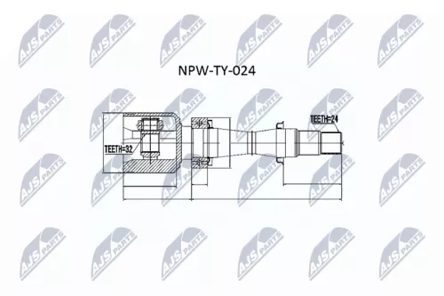 NTY NTY NPW-TY-024 Inner Front Right NTY Cv Joint & Boot Kit 