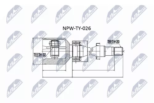 NTY NTY NPW-TY-026 Inner NTY Cv Joint & Boot Kit 