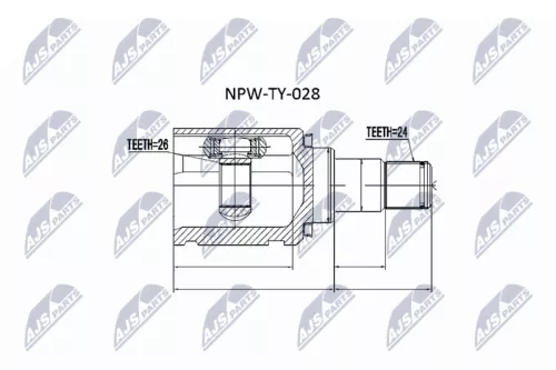NTY NTY NPW-TY-028 Inner NTY Cv Joint & Boot Kit 