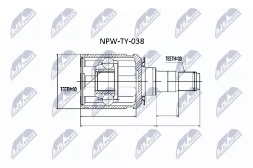 NTY NTY NPW-TY-038 Inner Front NTY Cv Joint & Boot Kit 