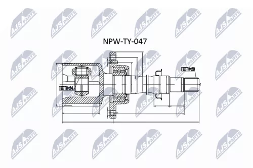 NTY NTY NPW-TY-047 Front Right Inner NTY Cv Joint & Boot Kit 