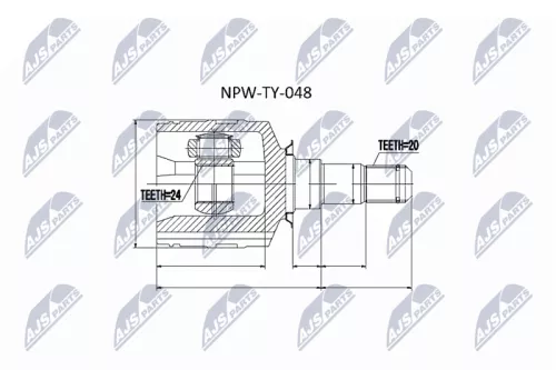 NTY NTY NPW-TY-048 Front Left Inner NTY Cv Joint & Boot Kit 