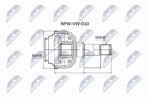 NTY NTY NPW-VW-010 Front Left NTY Cv Joint & Boot Kit 