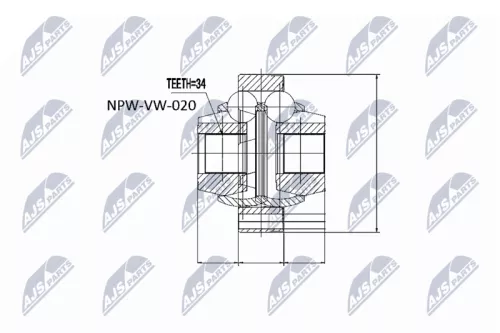 NTY NTY NPW-VW-020 Inner NTY Cv Joint & Boot Kit 