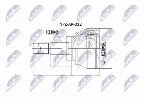 NTY NTY NPZ-AR-012 Outer NTY Cv Joint & Boot Kit 