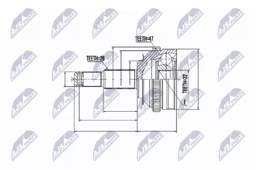 NTY NTY NPZ-CH-001 Outer NTY Cv Joint & Boot Kit 