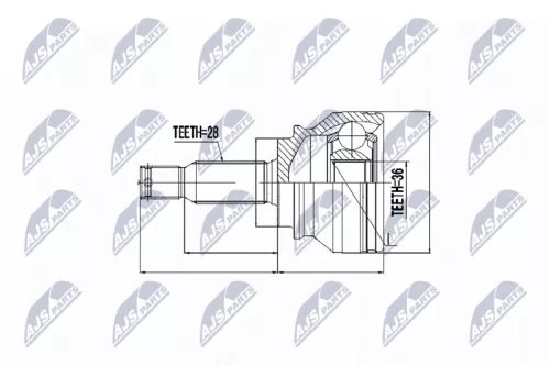 NTY NTY NPZ-CH-003 Outer NTY Cv Joint & Boot Kit 