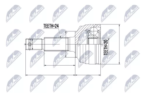 NTY NTY NPZ-DA-016 Outer NTY Cv Joint & Boot Kit 