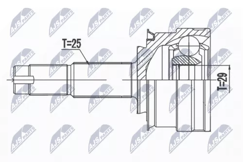 NTY NTY NPZ-DW-033 Outer Front NTY Cv Joint & Boot Kit 