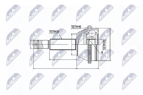 NTY NTY NPZ-FR-038 Front Left Front Right NTY Cv Joint & Boot Kit 
