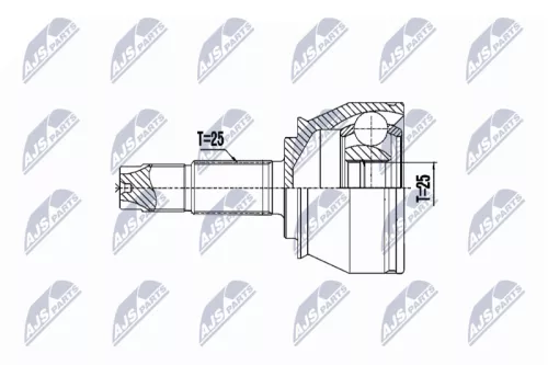 NTY NTY NPZ-FT-056 Front Right Front Left NTY Cv Joint & Boot Kit 