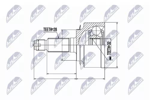 NTY NTY NPZ-HD-044 Front Right Front Left NTY Cv Joint & Boot Kit 
