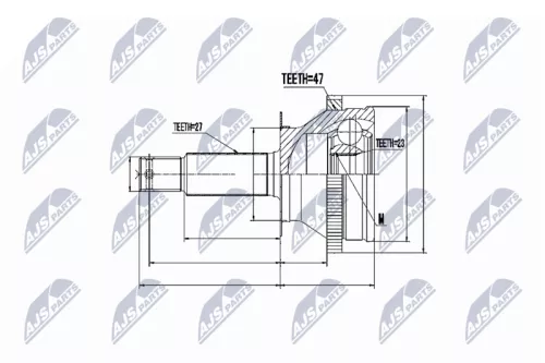NTY NTY NPZ-HY-530 Front Right Front Left NTY Cv Joint & Boot Kit 