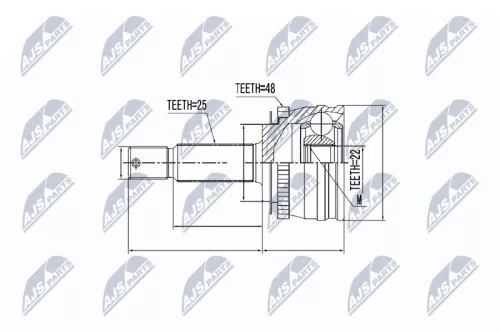 NTY NTY NPZ-HY-544 Front Right Front Left NTY Cv Joint & Boot Kit 