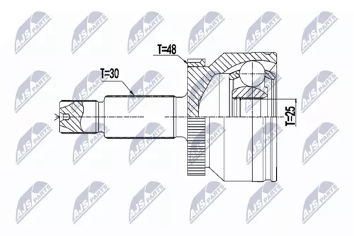 NTY NTY NPZ-HY-558 Front both sides NTY Cv Joint & Boot Kit 