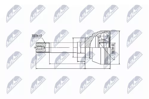 NTY NTY NPZ-IS-008 Front Left Front Right Outer NTY Cv Joint & Boot Kit 