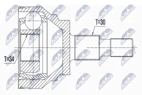 NTY NTY NPZ-ME-018 Outer Front NTY Cv Joint & Boot Kit 