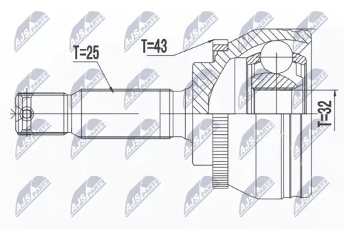 NTY NTY NPZ-MS-063 Front Outer NTY Cv Joint & Boot Kit 