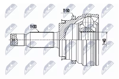 NTY NTY NPZ-MS-064 Rear NTY Cv Joint & Boot Kit 