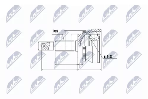 Front Outer NTY Cv Joint & Boot Kit