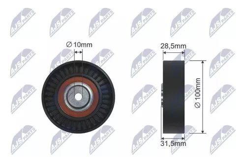NTY NTY RNK-AR-007 Deflection/Guide Pulley, V-ribbed belt 
