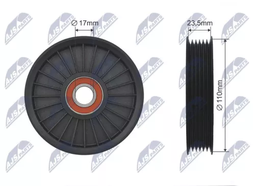 Deflection/Guide Pulley, V-ribbed belt