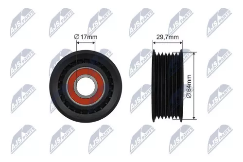 NTY NTY RNK-FR-056 Tensioner Pulley, V-ribbed belt 