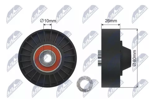 NTY NTY RNK-FT-000 Deflection/Guide Pulley, V-ribbed belt 