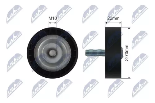 NTY NTY RNK-ME-088 Deflection/Guide Pulley, V-ribbed belt 