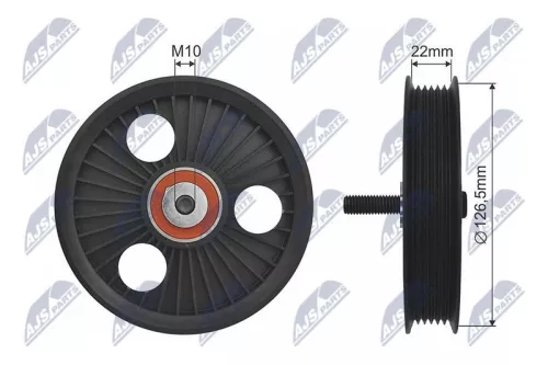 NTY NTY RNK-RE-008 Deflection/Guide Pulley, V-ribbed belt 