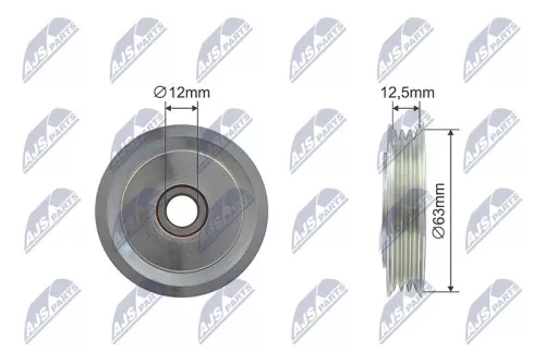 NTY NTY RNK-TY-034 Deflection/Guide Pulley, V-ribbed belt 