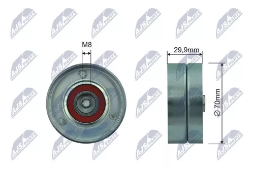 NTY NTY RNK-VW-030 Tensioner Pulley, V-ribbed belt 