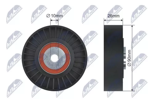 NTY NTY RNK-VW-034 Deflection/Guide Pulley, V-ribbed belt 
