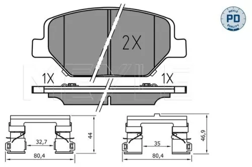 MEYLE Brake Pad Set, disc brake (025 221 3819/PD)