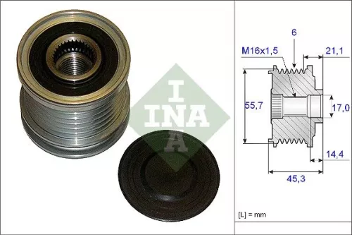 Schaeffler INA Schaeffler INA 535 0036 10 Ina Overrunning Alternator Clutch Pulley For Audi A4 A6 