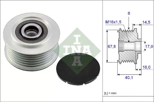 Schaeffler INA Schaeffler INA 535 0047 10 Ina Overrunning Alternator Clutch Pulley For Vw California Transporter 