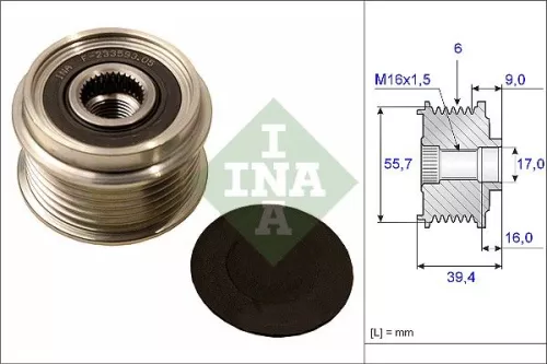 Schaeffler INA Schaeffler INA 535 0060 10 Ina Overrunning Alternator Clutch Pulley For Chevrolet Ford Ford Usa Nissan Seat Skoda Vw 