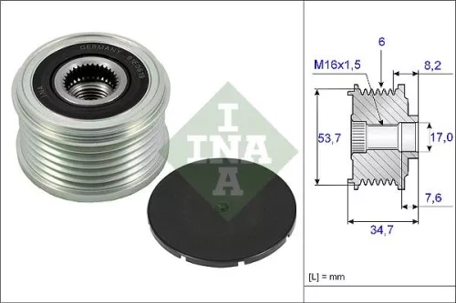Schaeffler INA Schaeffler INA 535 0224 10 Ina Overrunning Alternator Clutch Pulley For Opel Vauxhall Meriva 