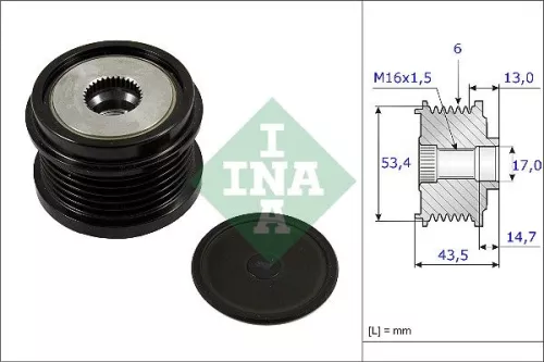 Ina Overrunning Alternator Clutch Pulley For Ford Mazda Volvo 2 3 5 B-max C-max C30 Ecosp