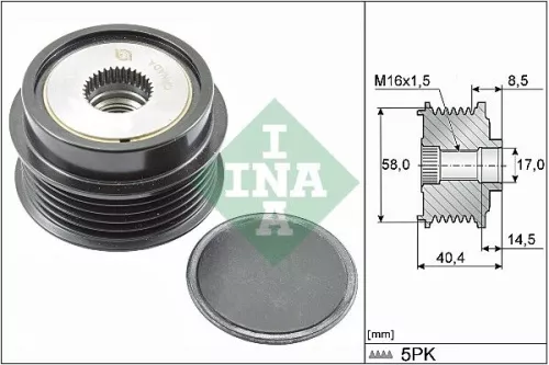 Schaeffler INA Schaeffler INA 535 0280 10 Ina Overrunning Alternator Clutch Pulley For Hyundai Kia I10 I20 Rio 
