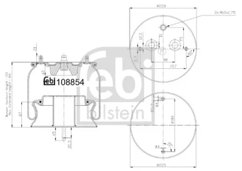 FEBI BILSTEIN FEBI BILSTEIN 108854 Febi Front Air Bag Suspension Spring For Scania 2 - Series 3 - Series Bus 4 