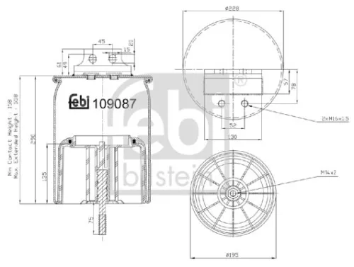 FEBI BILSTEIN FEBI BILSTEIN 109087 Febi Rear Air Bag Suspension Spring For Iveco Eurostar Eurotech Mh Eurotech 