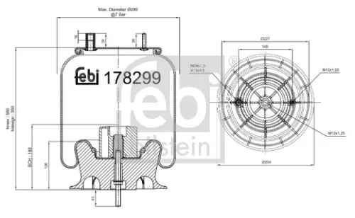 Febi Rear Air Bag Suspension Spring For Renault Trucks Midlum