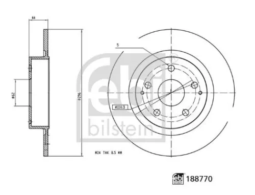 FEBI BILSTEIN FEBI BILSTEIN 188770 2x Febi Rear Solid Brake Disc For Toyota Yaris Cross 