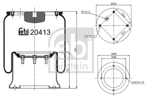 Febi Rear Air Bag Suspension Spring For Scania 3 - Series 4 - Series
