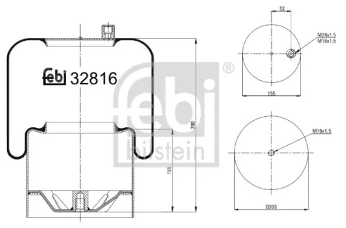 Febi Rear Left Or Right Air Bag Suspension Spring For Mercedes-benz Actro