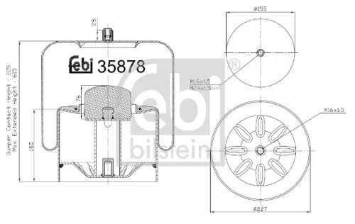Febi Rear Left Or Right Air Bag Suspension Spring For Mercedes-benz Actro