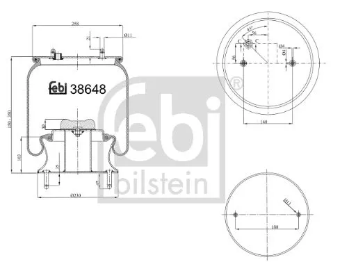 Febi Front Left Front Right Air Bag Suspension Spring For Scania 4 - Series