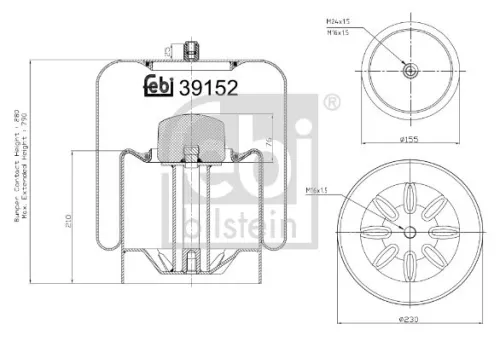 Febi Rear Left Or Right Air Bag Suspension Spring For Mercedes-benz Actro